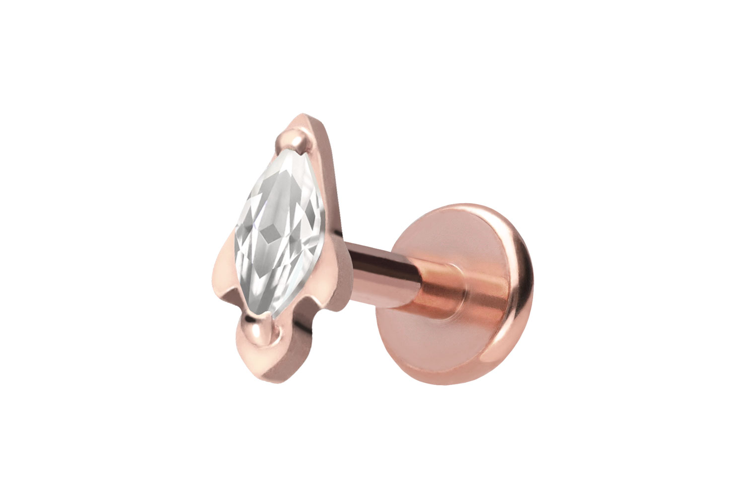 Titan Labret Piercing mit Push Fit KRISTALLRAKETE